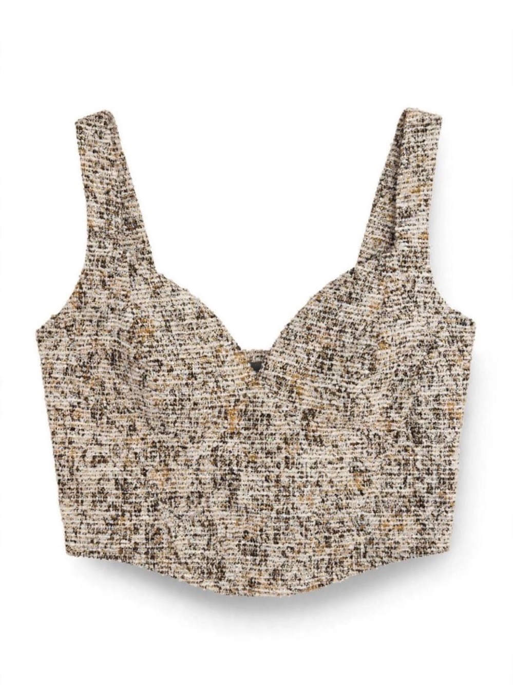 Tweed Crop Tank Top in Neutral Beige